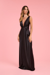 Slip Dress Decote Profundo Cetim Lirio