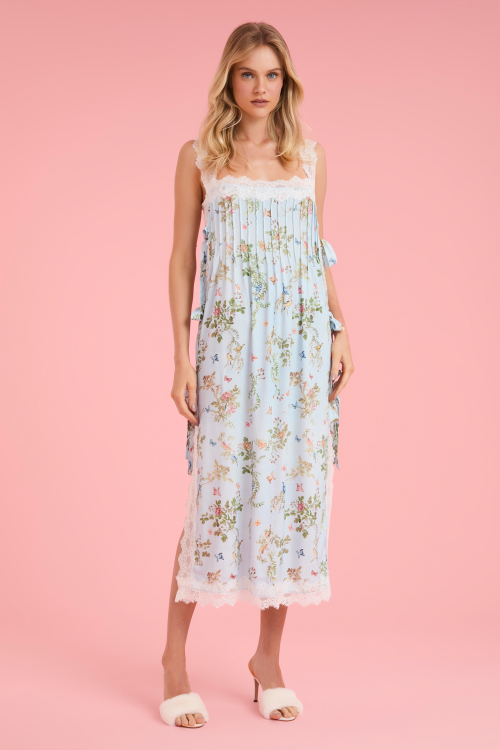 Camisola Longa Pregas Pássaros Viscose