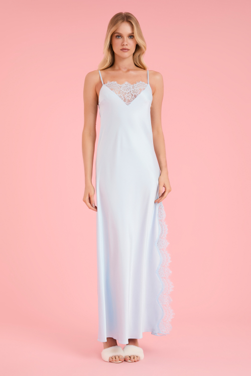 Camisola Longa Decote Renda Laces