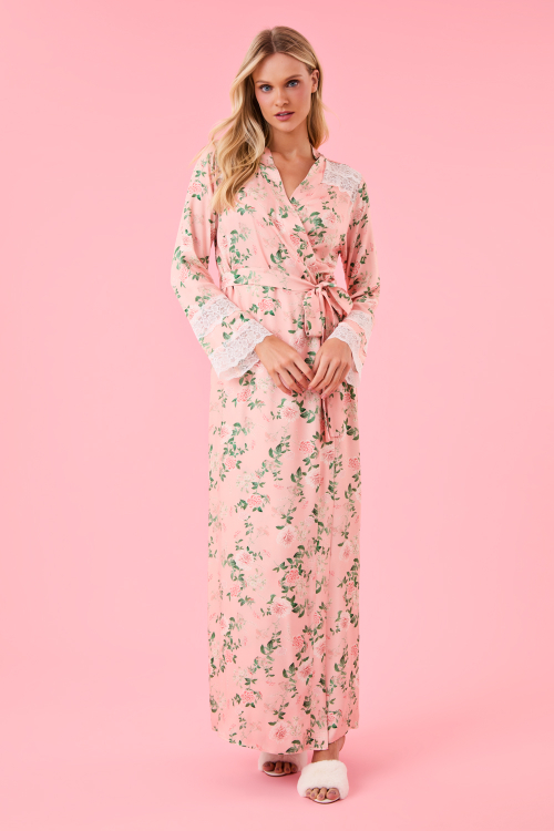 ROBE LONGO PINKISH PETALS VISCOSE