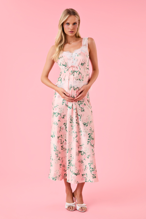 CAMISOLA BOTÕES PINKISH PETALS CETIM