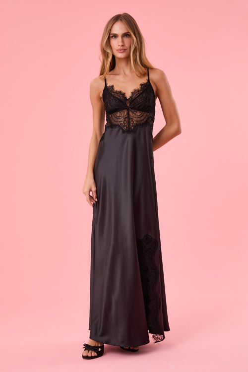 Camisola Longa Decote Renda Bouquet