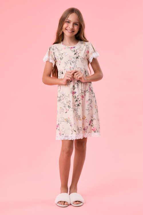Camisola Babados Kids Garden Malha Fria