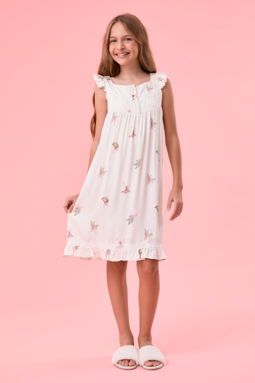 Camisola Regata Kids Flowery Viscose