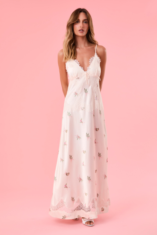 Camisola Longa Flowery Cetim