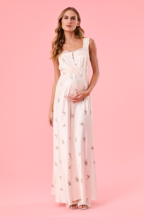 Camisola Longa Botões Flowery Cetim