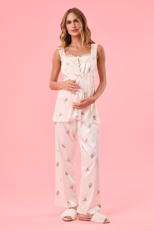 Pijama Botões Flowery Cetim