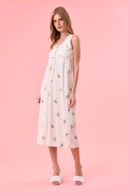 Camisola Longa Gisela Flowery Malha Fria