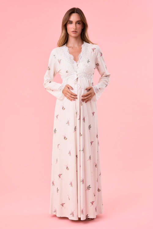 Robe Longo Botões Flowery Malha Fria