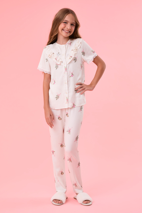 Pijama Manga Curta Kids Flowery Viscose